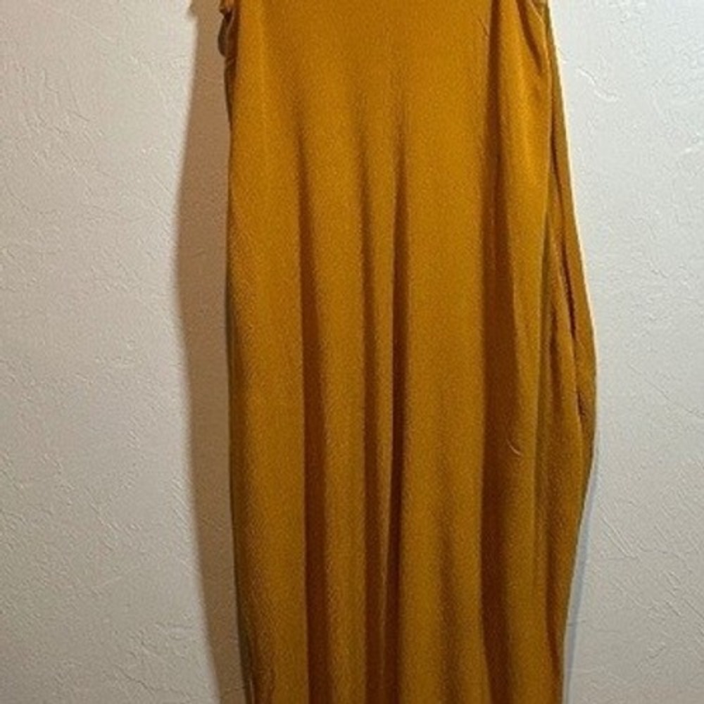 EYESIT M/L Sleeveless Jumper Dress Mustard Yellow Pocket Rayon Boho Fall Comfy